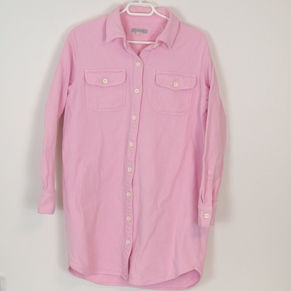 Outerknown Chroma Blanket Shirt Dress Pink Sz Medium Button Front Organic Cotton